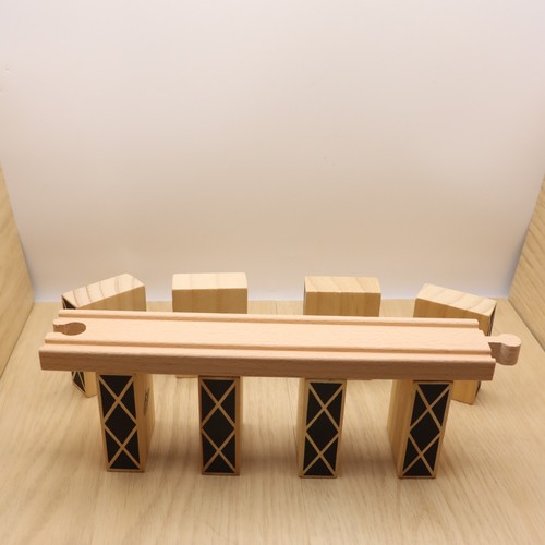 Wooden train track bridge - train,