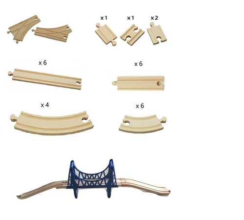 New wooden train tracks - train, bundle