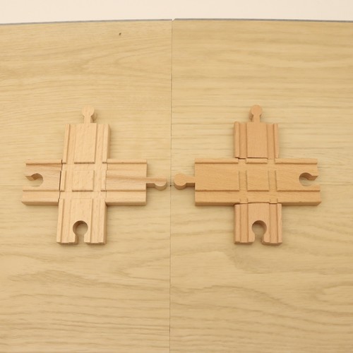 Wooden train track crossroads - train,